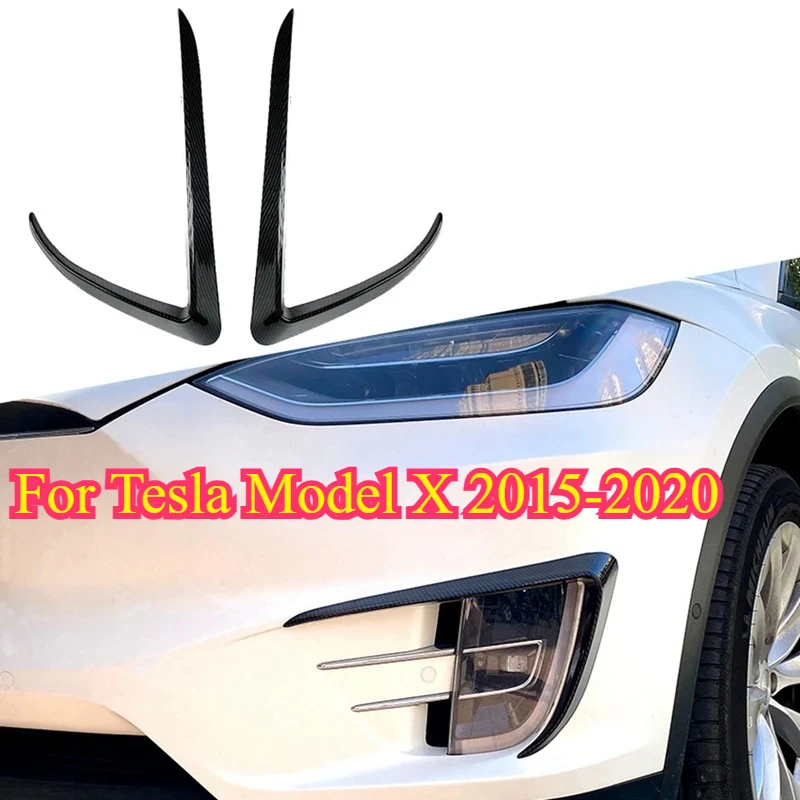 

Car Front Bumper Splitter Spoiler Covers Trim Fog Lights Eyebrow Wind Knife for Tesla Model X 2015-2020