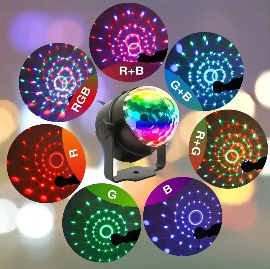 Proyector de luz LED RGB, lámpara de recogida de sonido, 7 modos de luz, luces giratorias de discoteca, lámpara de espectáculo láser para fiesta, KTV, coche, Bar, escenario, Club