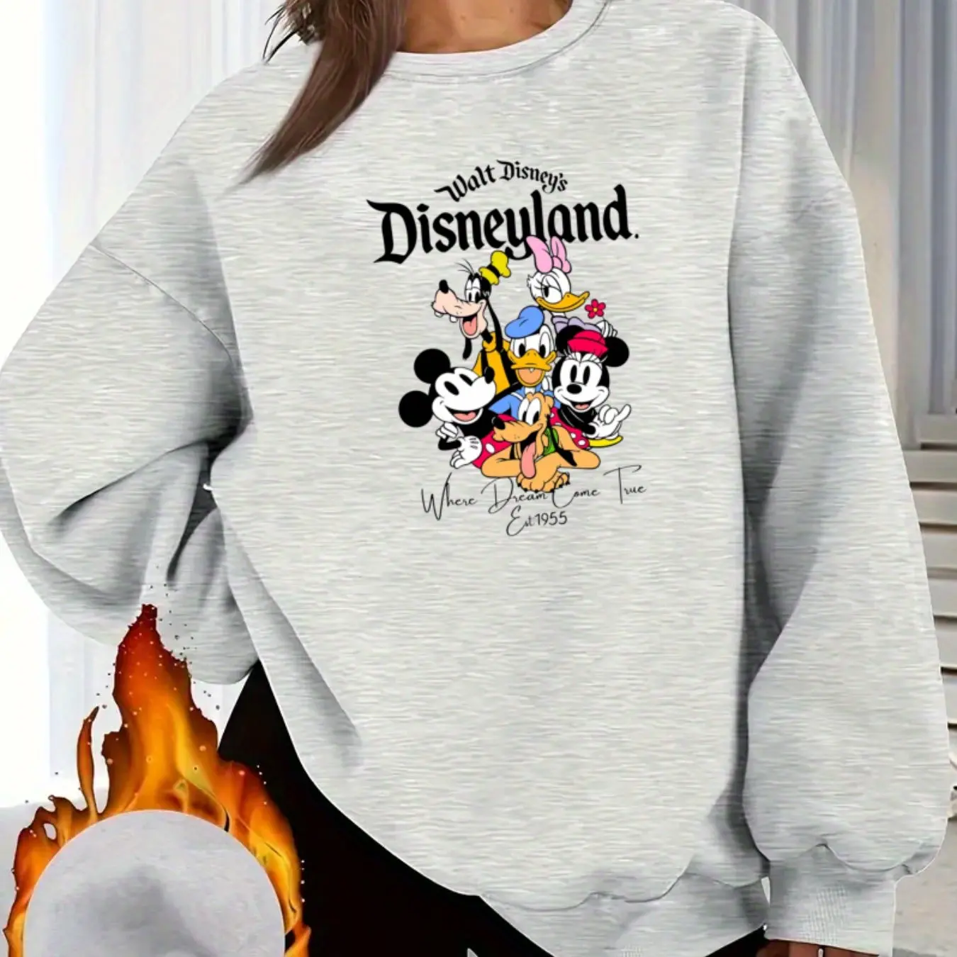 

Women's Disney Mickey Mouse Christmas Pullover Sweater Fashion Oversized Unisex Crew Neck Sweater Autumn Winter Fleece Casual