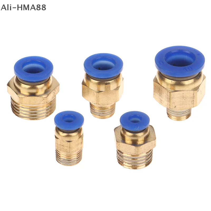 

1Pc Pneumatic Air Connector Fitting PC 4/6/8/10/12/14/16MM Thread 1/4" 1/8" 3/8" 1/2" 3/4"Hose Fittings Pipe Quick Connectors