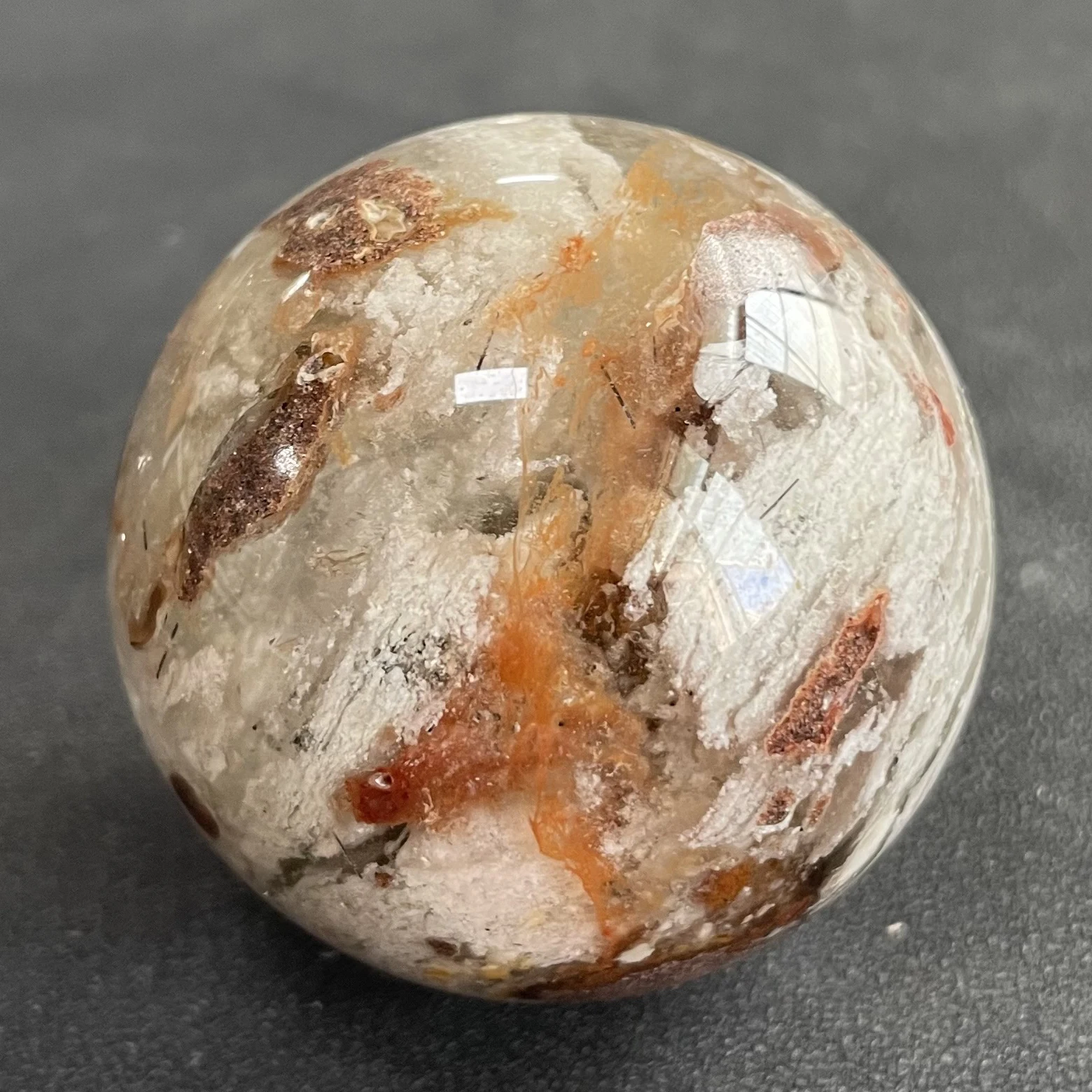 129g Natural Stone Green Phantom Sphere Polished Garden Quartz Ball Reiki Healing Gift Crystal Ball Room Decor Y2150