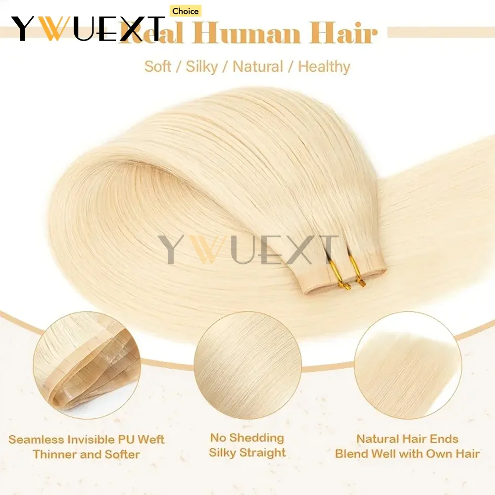 غير مرئية طويلة بولي Skin الجلد لحمة مسطحة حزم الشعر البشري 12 بوصة-20 بوصة الطبيعية مستقيم آلة تمديدات شعر ريمي
