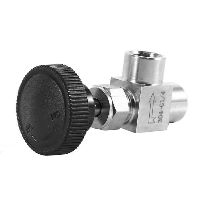 Vanne réglable à filetage femelle à angle droit, vanne pour eau, gaz et huile, BSP, SS304, 1/4 po, chaud
