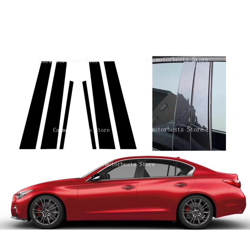 Gloss Black Pillar Posts Silver Fit For Nissan Skyline Infiniti Q50 V37 2014-2023 Window Decor Door Side Mouliding Trim Cover