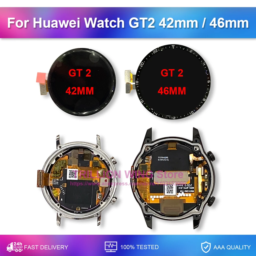 Original For Huawei Watch GT2 GT 2 LCD Display Touch Screen Digitizer For Huawei GT 2 42MM 46MM Display LTN-B19 Replacement