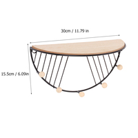 1pc Wall Mounted Storage Rack Wooden Floating Shelves Simple Design Home Decor Hanging Shelf Metal Corner Key Organizer