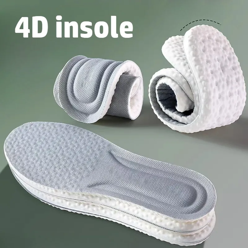 Sport Insoles for Shoes 4D Shock Absorption Deodorant Breathable Cushion Running Insoles for Feet Men Women Breathable Insoles