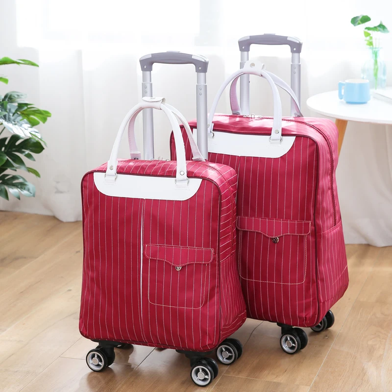 

Women's Lightweight Large Capaci Carry-On Bapa with Double Straps ort Trip Travel Bag Ox Cloth Pure Color Korean ...