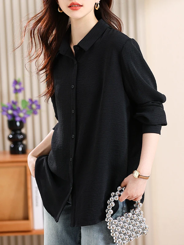 Plus size feminino irt coreano sle solto longo sve bla chiffon topo emagrecimento versátil outono faion casual wear