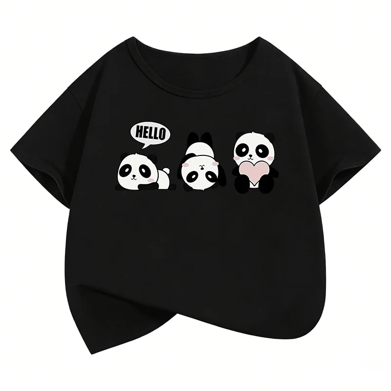 Short Sleeve Panda Funny T Shirts Animal Kids Children's T-shirt Boys Girls Summer Spring Fashion Casual Top Y2k Tee Shirts