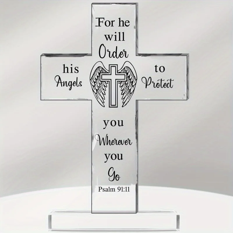 Christian Cross Acrylic Decor: Scripture, sunflower – heartfelt gifts for loved ones, colleagues, with prayers.