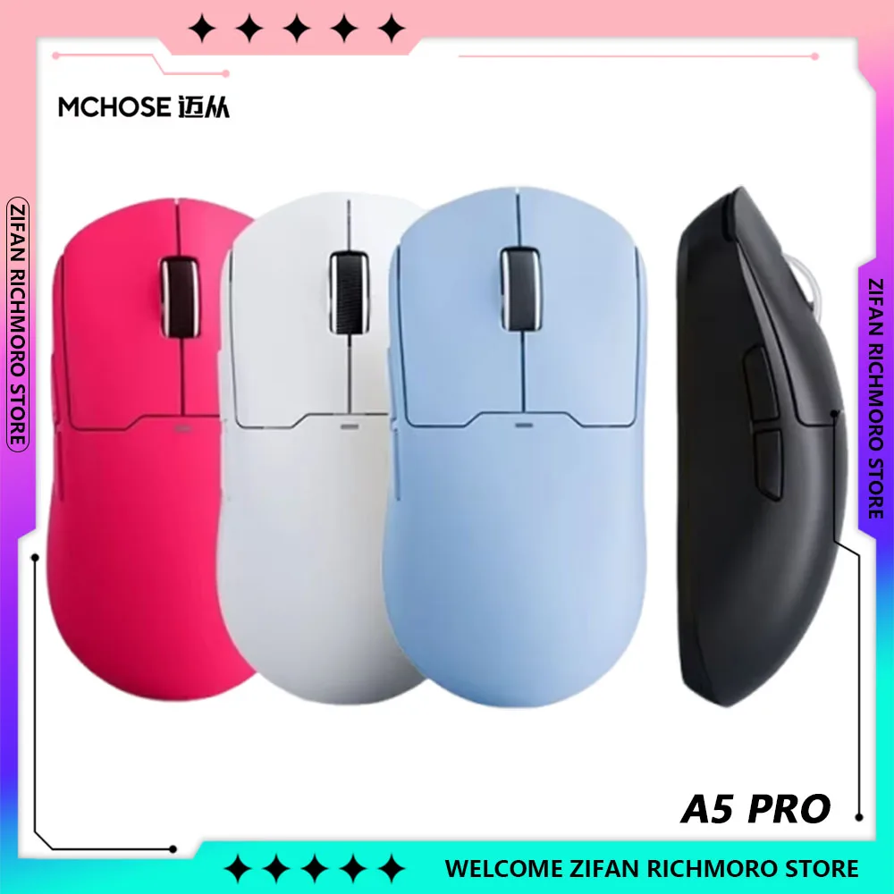 Mchose A5 Pro Max Ultra Paw3395 Lightweight Bluetooth Wireless Customize Mice Tri Mode Low Delay Gaming Mouse E-Sports Accessory