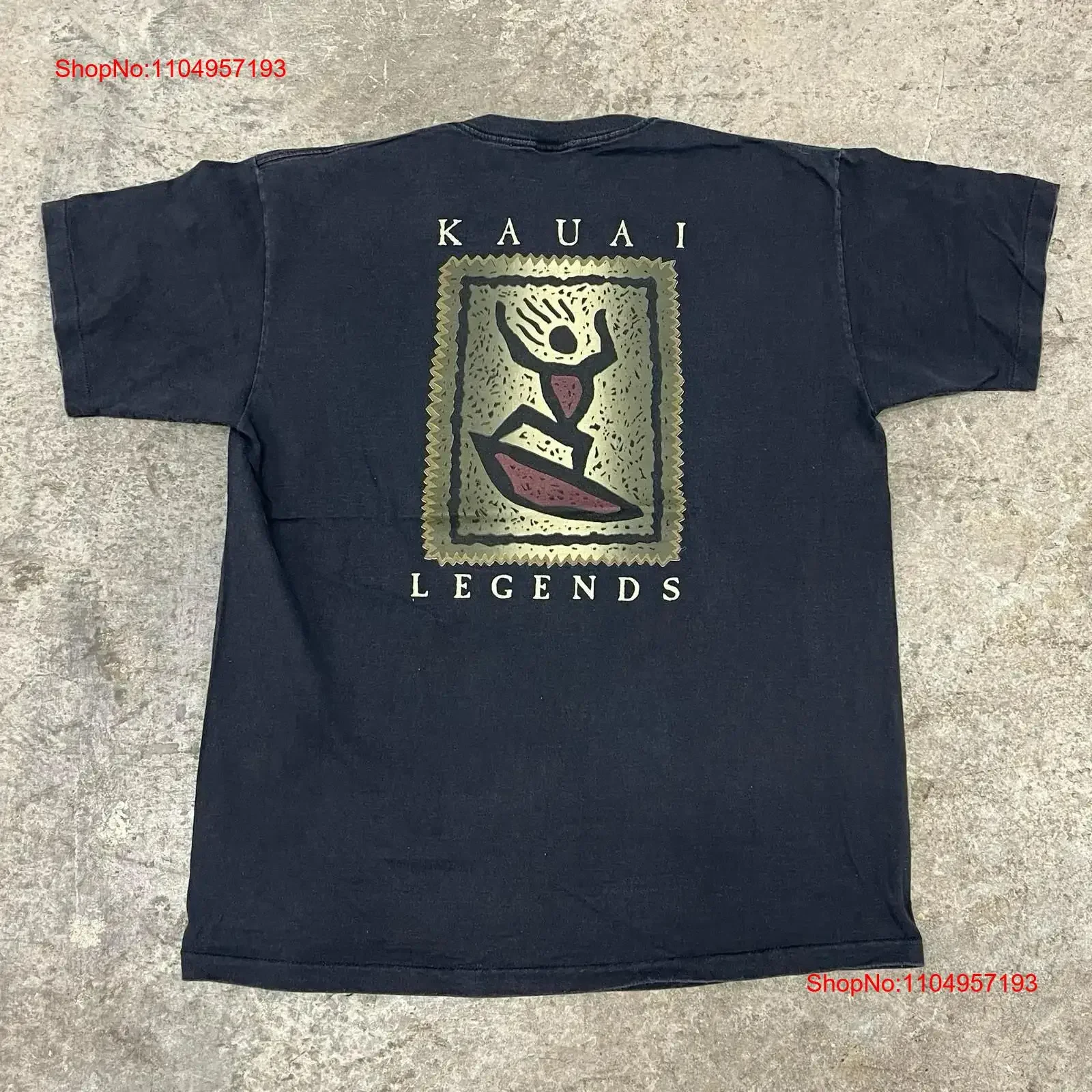 

Vintage Kauai Hawaii Surfing Legends Art T Shirt Black Adult XL X Large Rare vintage Washed Stylish Stretched Breathable Soft
