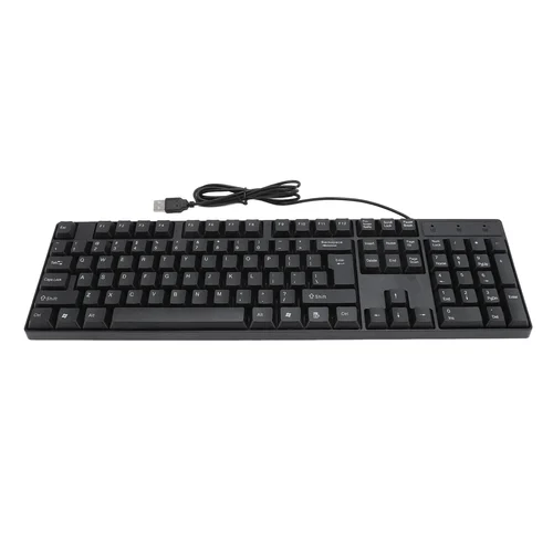 Imagen 2 del producto Teclado con cable USB de 104 teclas, teclado para juegos de diseño ergonómico en inglés/ruso/español/francés para ordenadores portátiles de oficina y escritorio