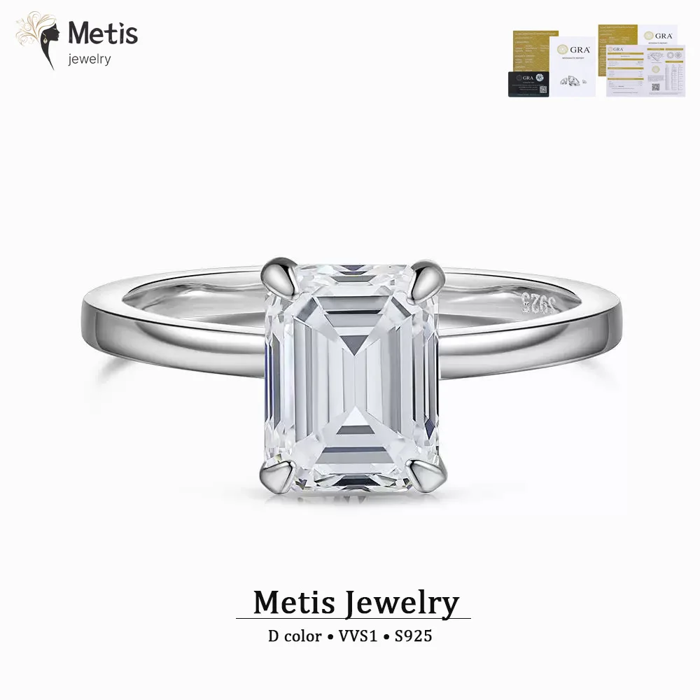 

Кольца с муассанитом изумруда/страивания/ассанита 1 карат, серебро S925, лабораторный бриллиант для женщин, обручальные кольца, ювелирные изделия, сертифицированные GRA