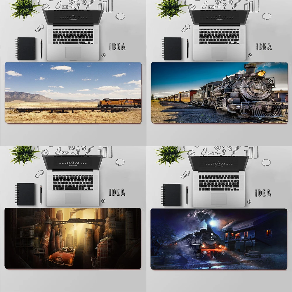 Retro Train Gaming Mouse Pad Large Mouse Pad PC Gamer Computer Mouse Mat Big Mousepad XXL Carpet Keyboard Desk Mat Mause Pad