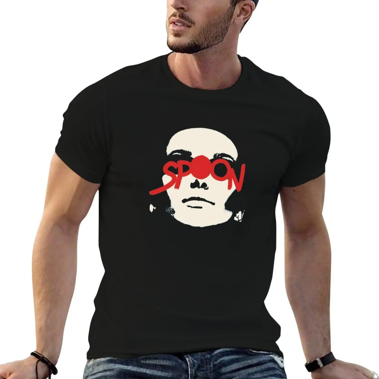 best selling spoon band T-Shirt t shirts cotton 100% black cotton t-shirt plain for man package man t shirt heavy cotton T-shirt