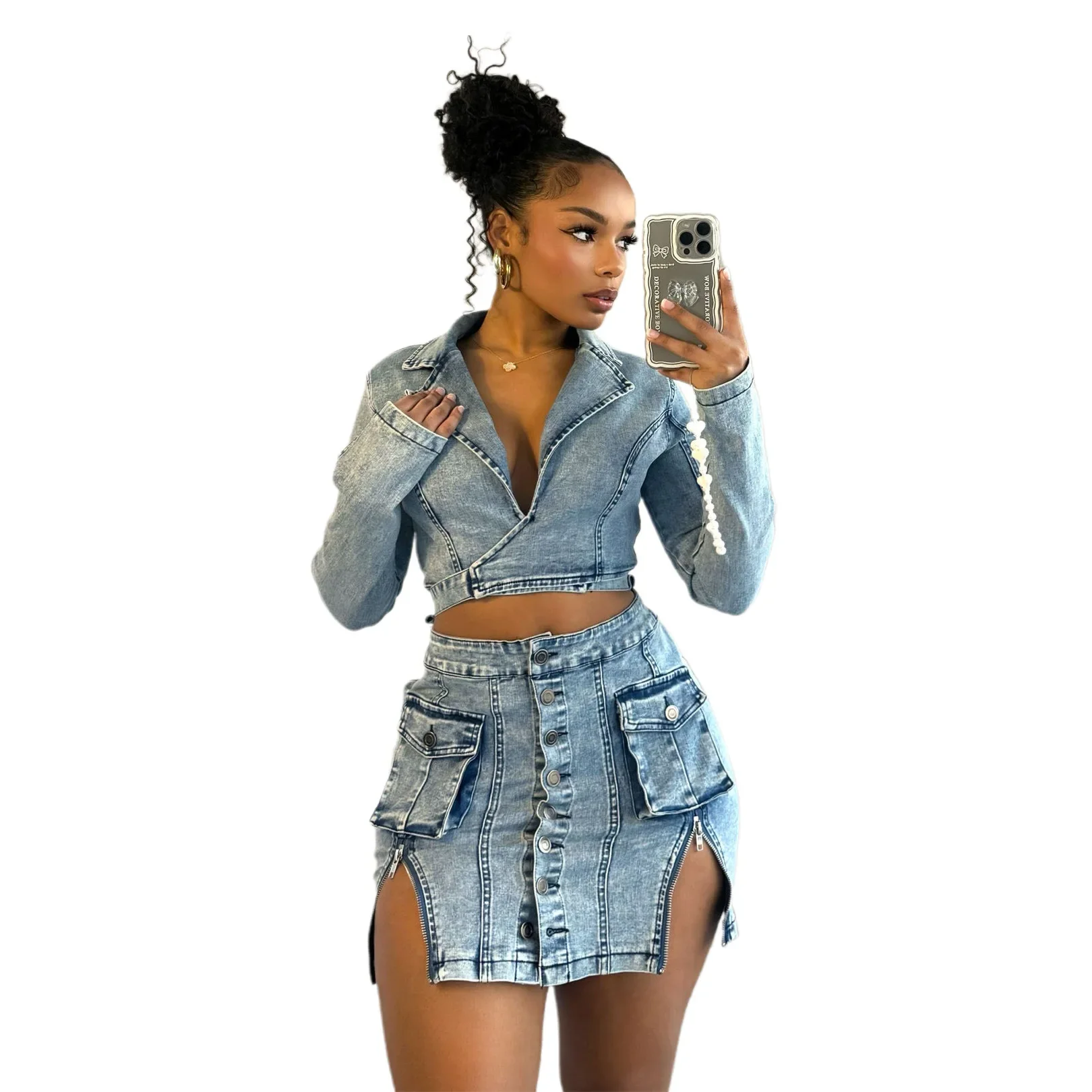 

Denim Dresses Women Fake Two Pieces Sheath Dress Sexy Slim Distressed Lace Up Single Breasted Pockets Streetwear 2025 Vestidos