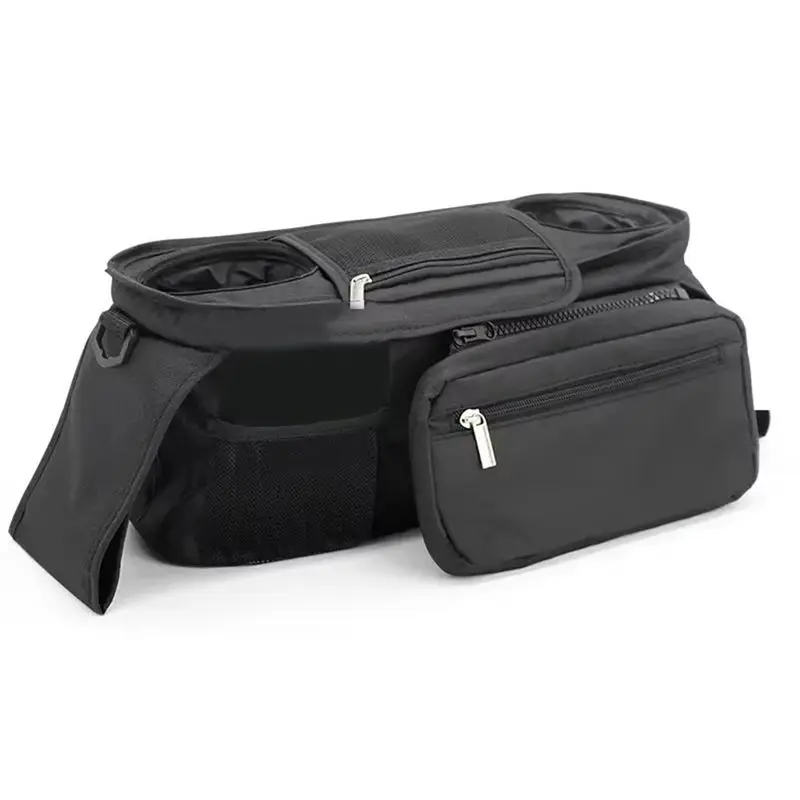FBIL-Universal Baby Stroller Organizer With Insulated Cup Holder Adjustable Shoulder Strap