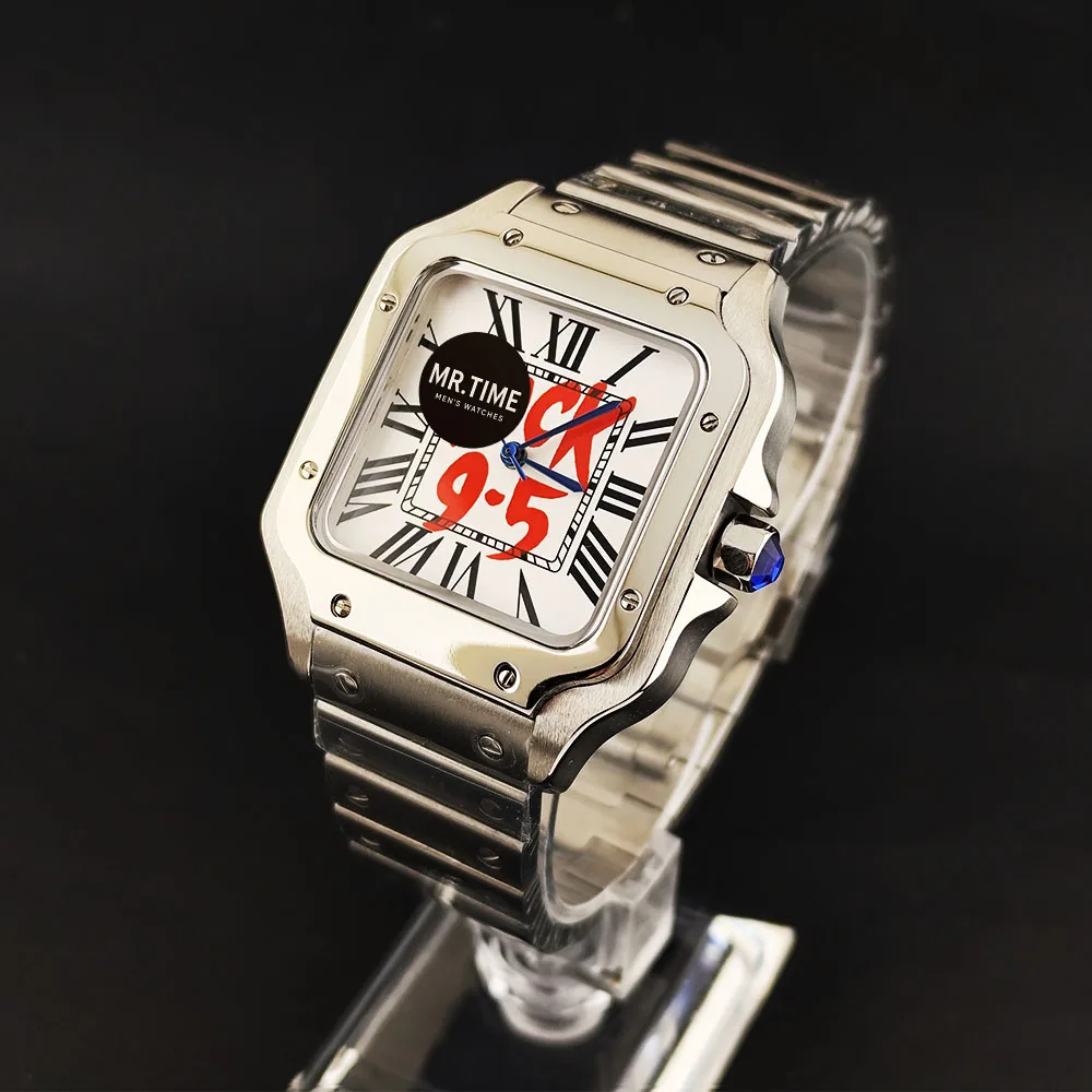 NH35 watch square dial 9.5 dial men's stainless steel watch custom logo suitable for NH35 movement watches