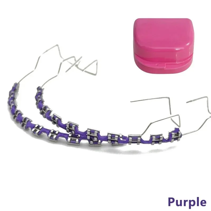Fashion Braces Colorful Temporary Tooth Decoration with Metal Wires High Quality Metal Bracket Orthodontic Ligature Ties 1pair