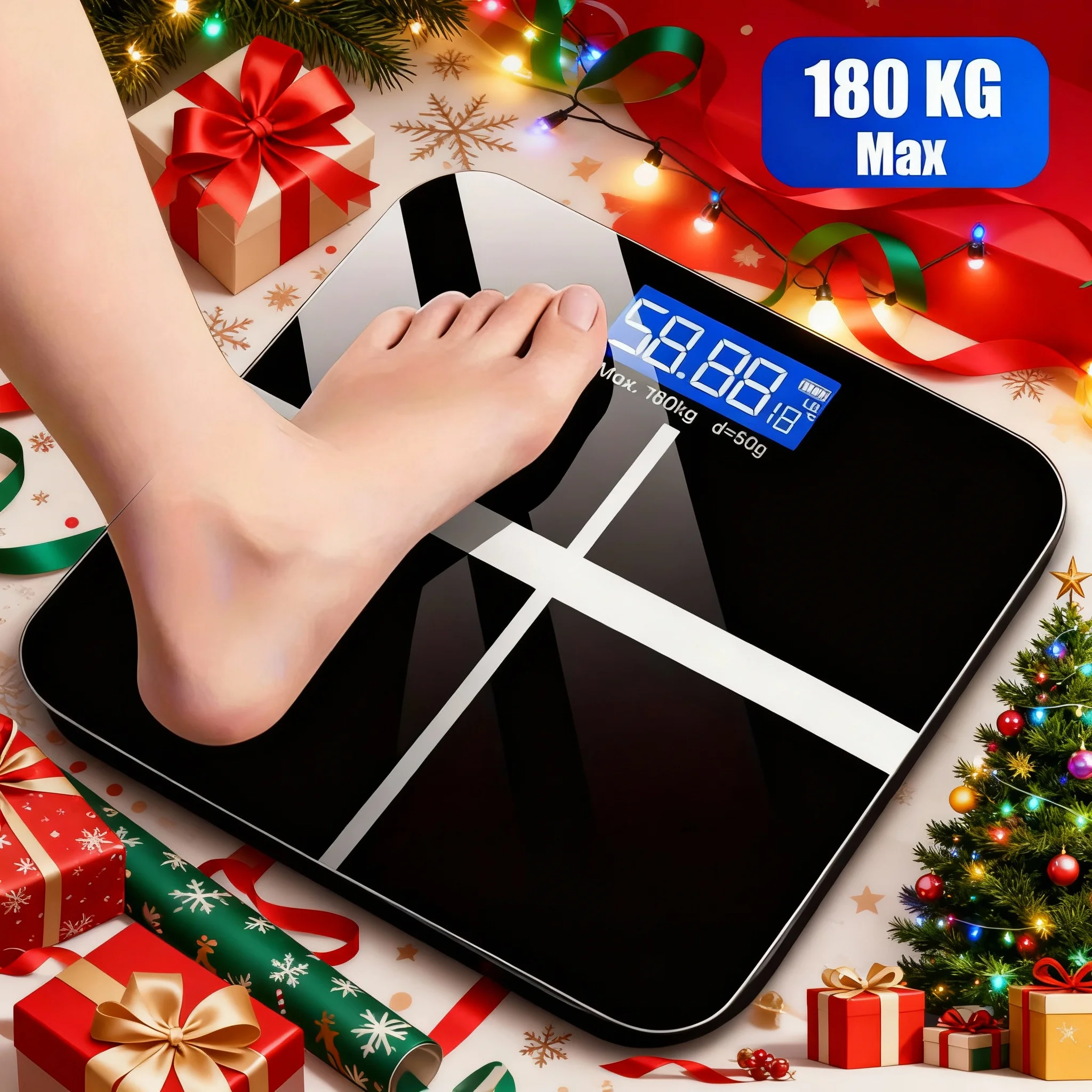 Upgraded Design+Enlarged Panel, 400 Pound High-Strength and High-Precision Electronic Weight Scale, Intelligent Digital Bathroom