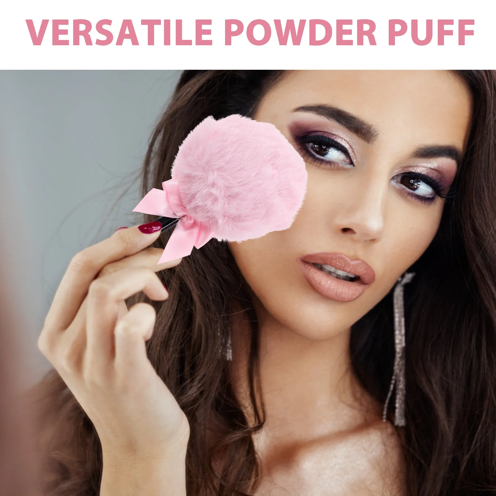 Puff On A Stick Lollipop Shape Powder Puff Fluffy Loose Body Puff Face Soft Makeup Puff