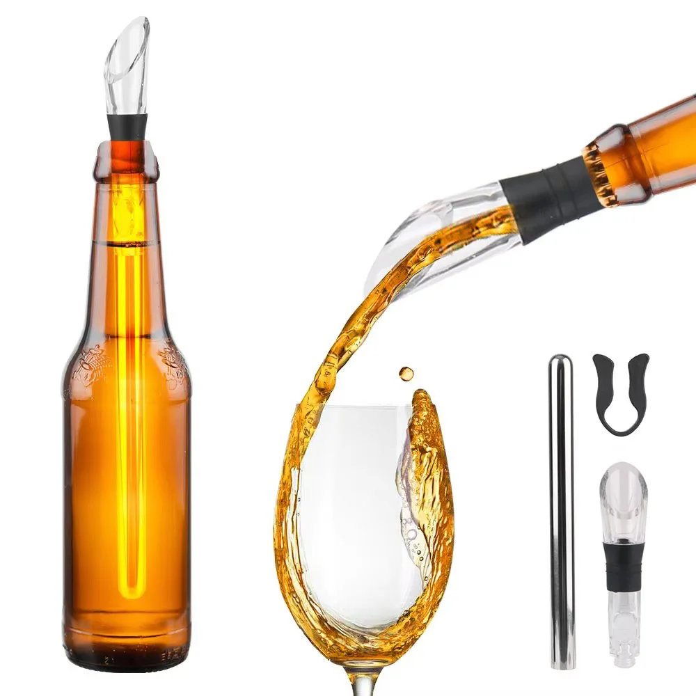 

Wine Bottle Cooling Cooler Ice Chill Rod Stick Stainless Steel Aerator Pourer Stopper Beer Beverage Frozen Stick for Bar Tool