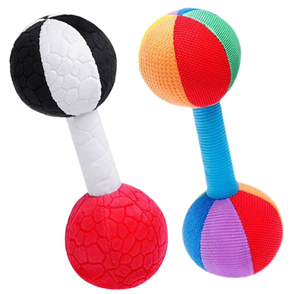 2 Pcs Kids Pretend Dumbbells Baby Training Toys Children’s Small Christmas Grip Newborn Teether