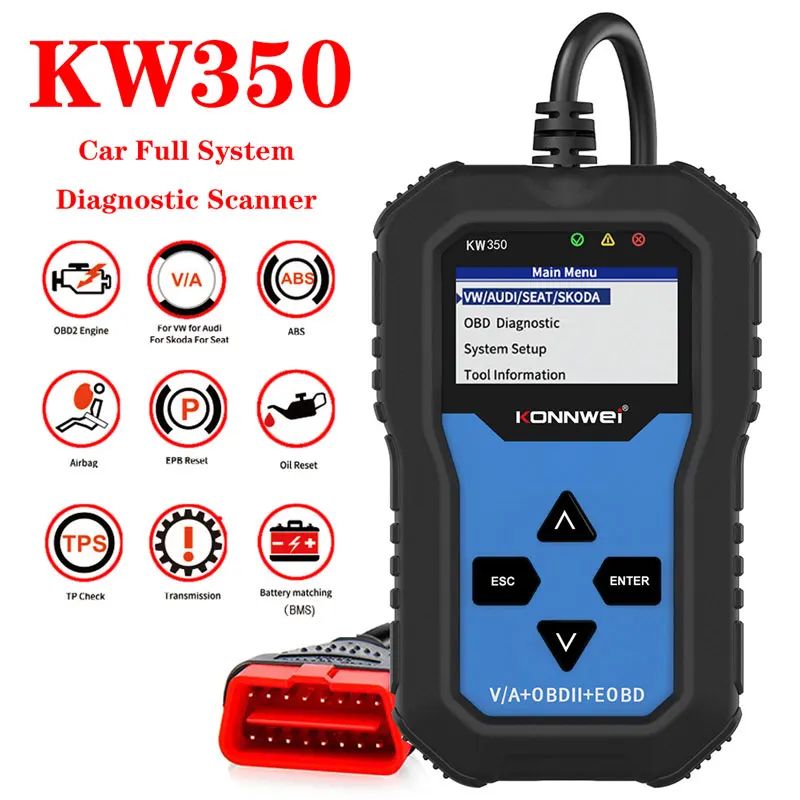 

KONNWEI OBD2 KW350 For V AG Code Reader Car Diagnostic For V W/AUDI Automotive ABS Airbag Reset Adapter Scanner Auto Tool