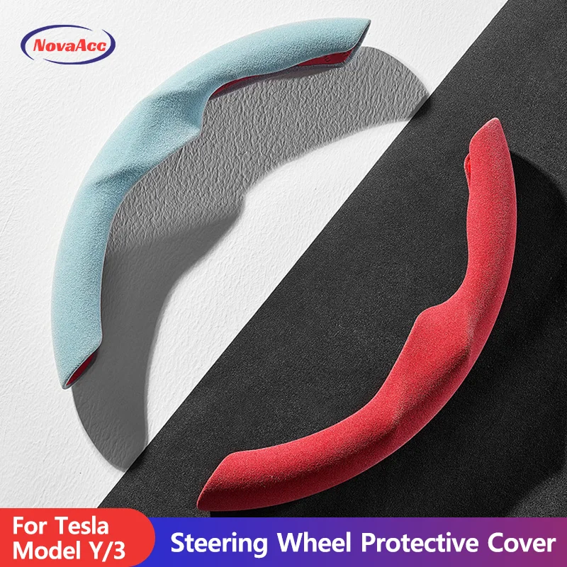 

Suede Steering Wheel Cover Custom Fit for Tesla Model 3 Y 2017-2022 2023 Non Slip Wheel Protector Cover Breathable Car Accessory