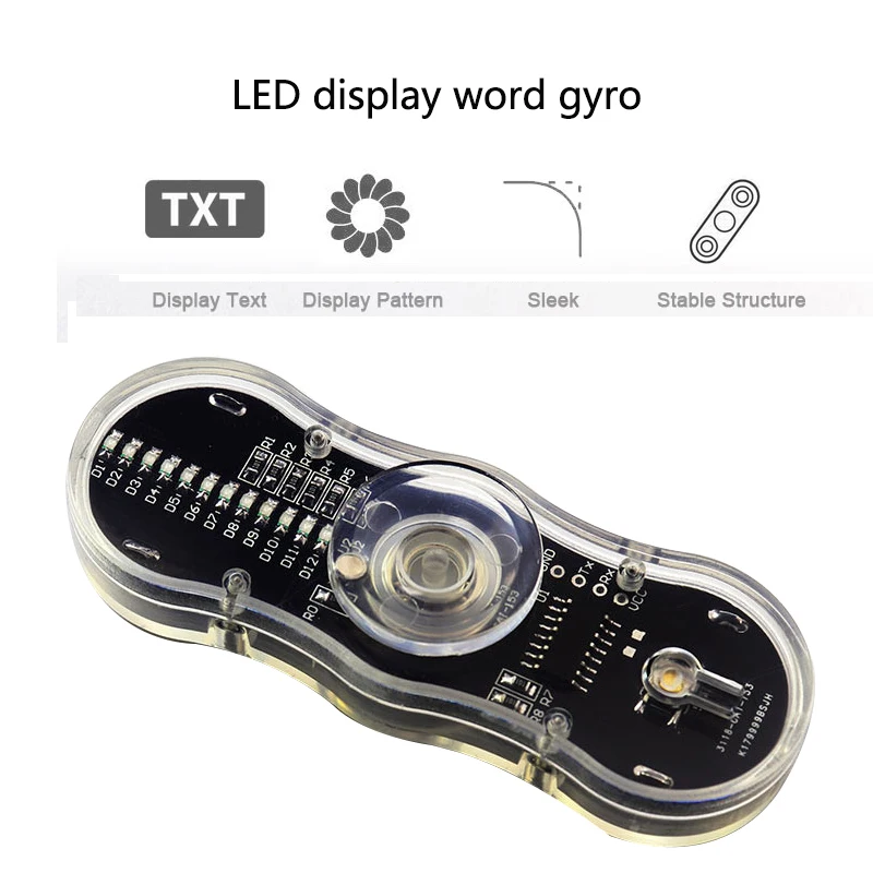 LED Rotate 2 Leaf Fingertip gyro kits Colorful Light Emitting Display Word DIY Electronic Kit SMD Fun Welding Fidget Top Kit