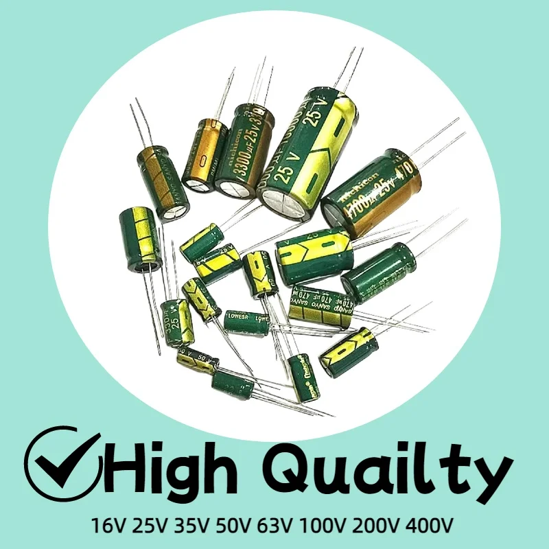 Direct Plug High Frequency Aluminum Electrolytic Capacitor 10/16V/25/35/100/50V 10UF/22/470/1000/2200UF