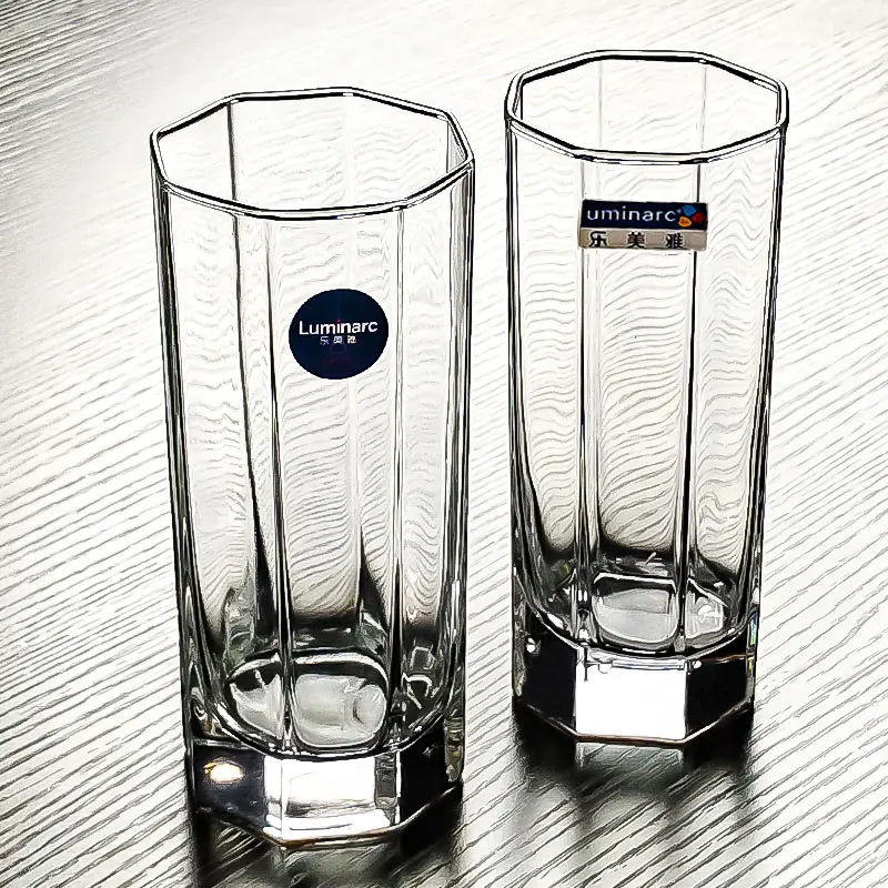 Luminarc Tempered Glass Cup Beer Glass Hexagonal Six-sided High Temperature Resistant Water Cup Heat Resistant Beverage Cup