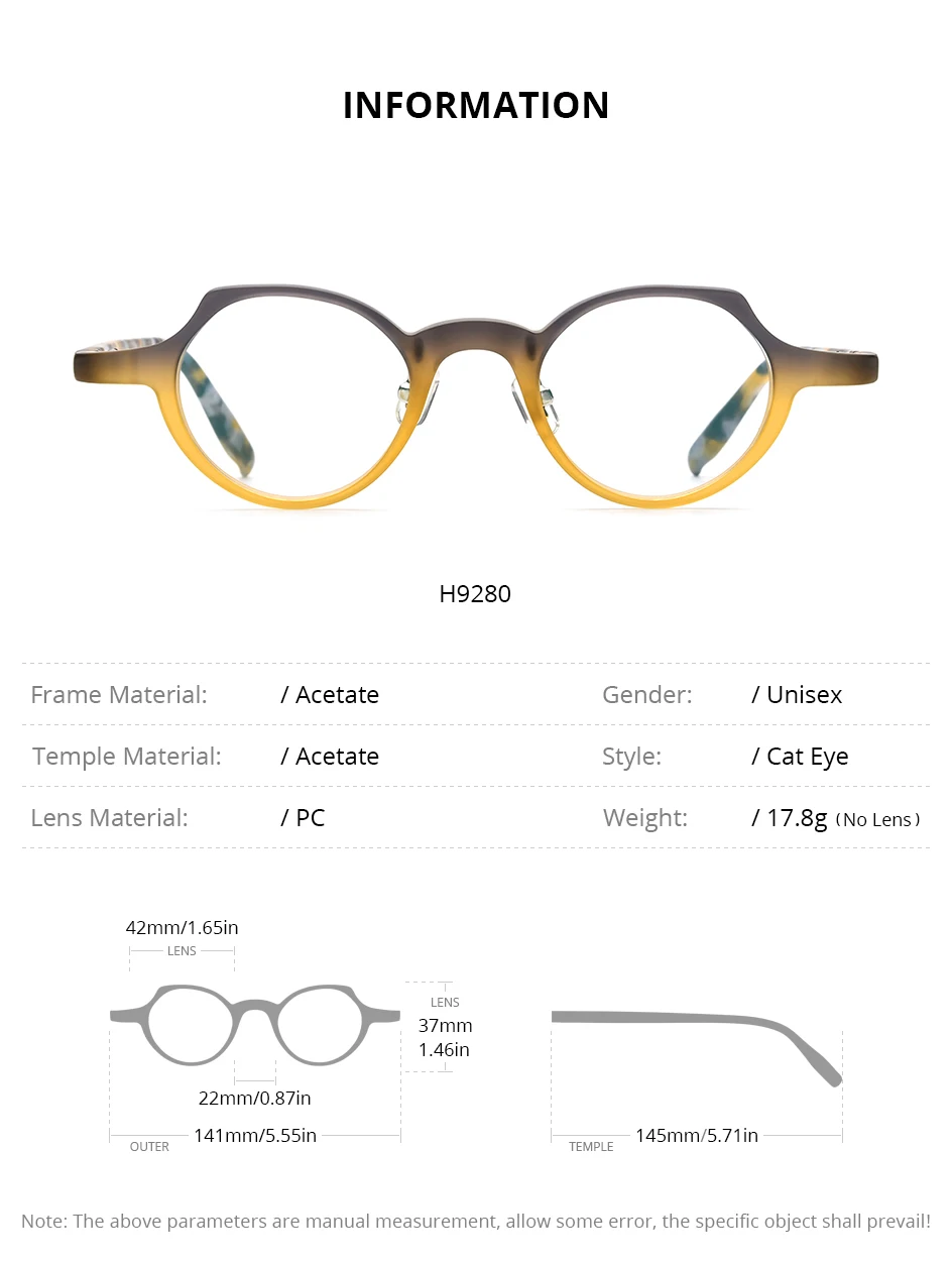 HEPIDEM Acetat Brillengestell Männer Berühmte Marke Design Retro Cat Eye Frauen Nerd Brillen Brillen Kleine Vintage Brillen 9280 – Detail 4