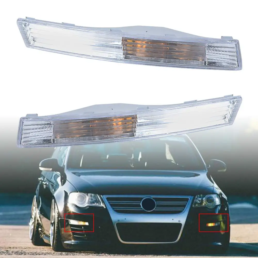 Front Bumper Side Turn Signal Indicator Light Cover Compatible For- B6 2006-2010 Sedan Wagon Model 3CD953041A 3CD953042A 1 Pair