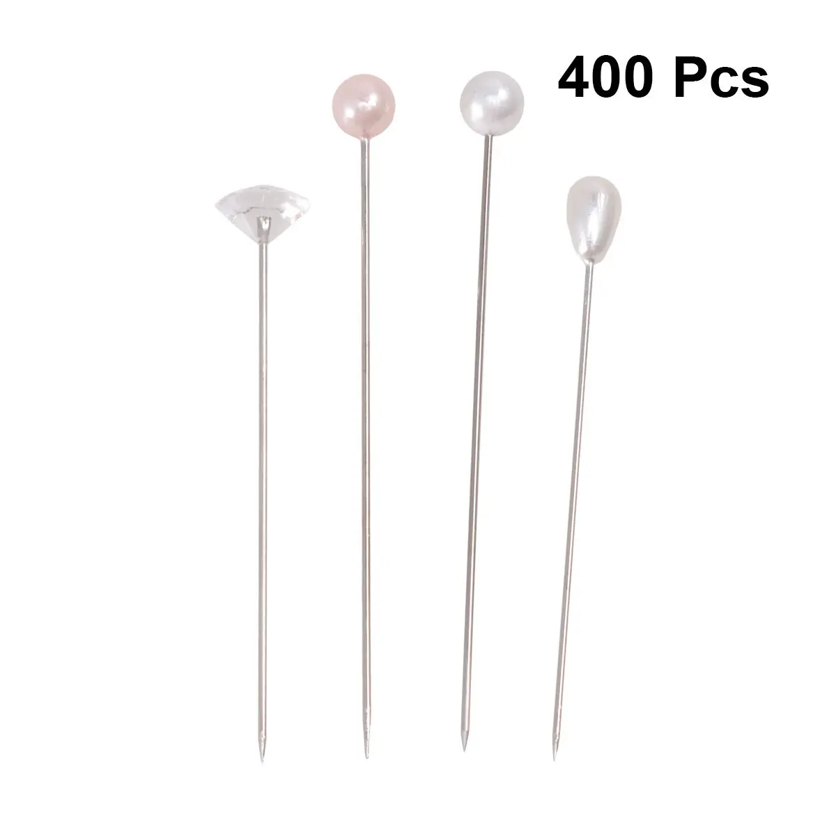 

400Pcs Multicolor Pearl Head Sewing Pins Flat Stainless Steel Teardrop Locating Pins for Knitting Craft Sewing Decoration