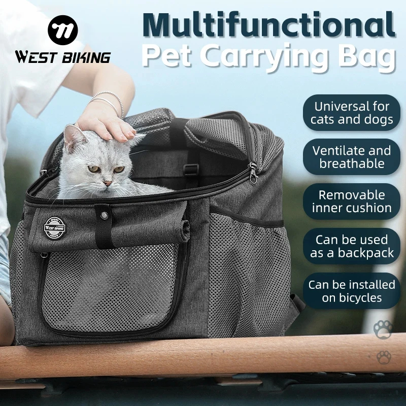 

WEST BIKING Multifunction Pet Carrying Bag Portable Bike Front Bag Handlebar Bag Foldable Backpack For Below 4.5kg Cats Dogs