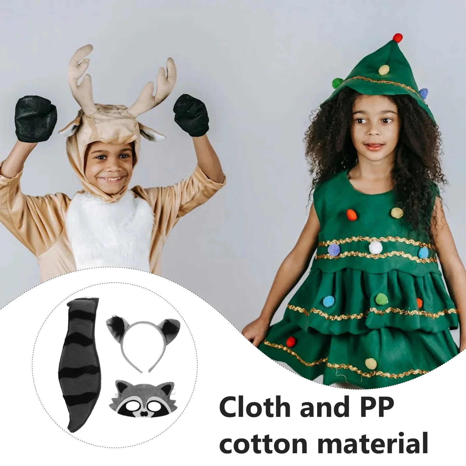 

Raccoon Cosplay Ears Headband Tail Animal Costume Animal Theme Party Stage Party Headband Props Halloween Accessories