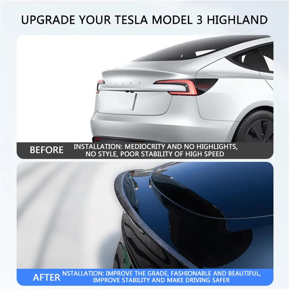 

Model3 Highland 2024 Spoiler Accessories 100% Real Carbon Rear Spoilers for Tesla Model 3 High-performance Auto Exterior Parts