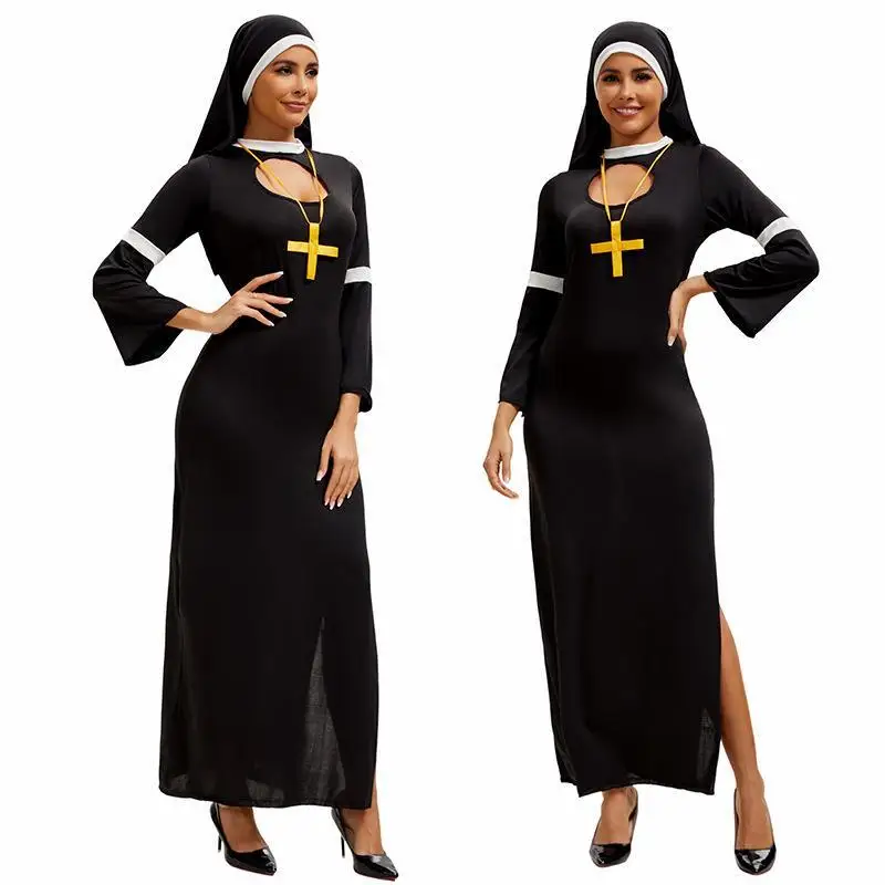 

MXL loween Costume Nun's Habit Performance Masquerade Cosplay Role-plang Nun's orm Stage Performance Traditional Chi...