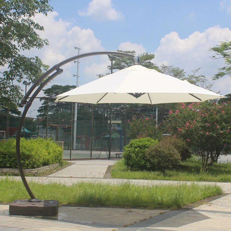 3.5m Round Double-Curved Arm Roman Umbrella-Manual Large Hanging Sunshade for Party Use in Courtyard Hotel Villa & Balcony