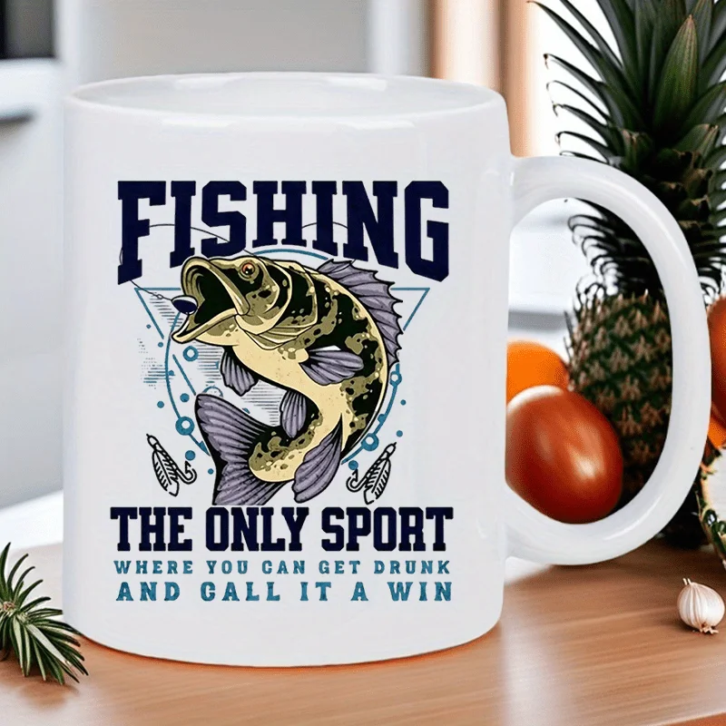 Fishing Is My Therapy" Coffee Mug 11oz – White Ceramic Cup for Angler Dad, Father's Day Birthday Gift, Dishwasher Safe - view 4