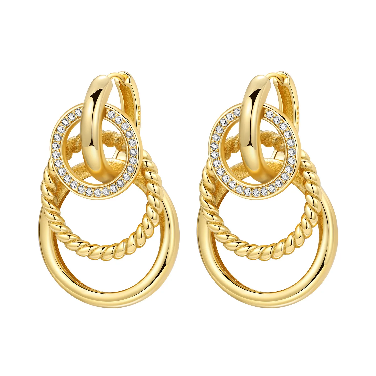 Orstarry 925 Sterling Silber Elegante französische 3-lagige Ohrringe Originalschmuck Tropfenohrringe Schmuck Party Jubiläumsgeschenke