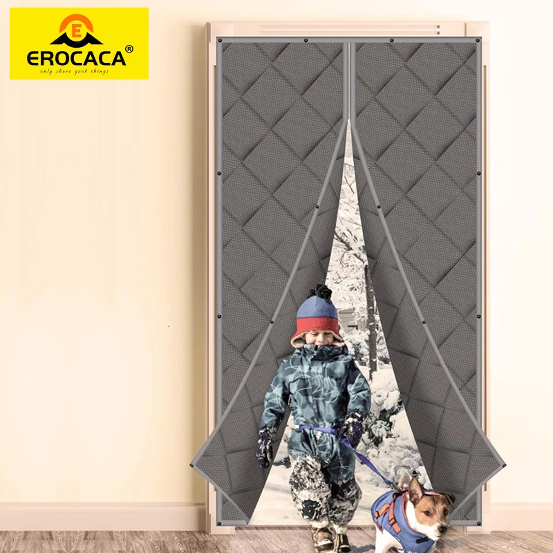 

EROCACA Gray Sound Insulation, Winter Cotton Door Curtains, Magnetic Insulation, Air Conditioning, Household Warmth Preservation