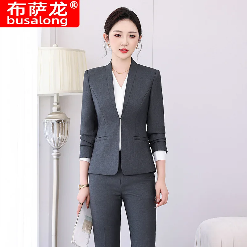 

High-End Professional Suit Set for Women, Spring and Autumn New Style, Hotel Manager Formal Wear, White-Collar Commuting, Waiter
