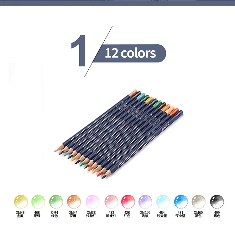 Professionelles Aquarellstift-Set 12/24/36/48/72/120 Farbige Wasserlösliche Zeichenstifte mit Feinem Pinsel Kunstbedarf – Detail 10