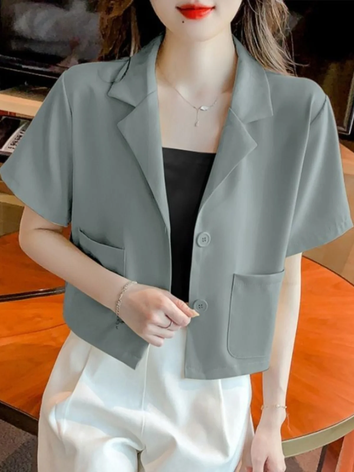 

Fre ort Sle Women's Jaet Casual Summer New Design Slimming Age-Defng Small Size Friendly Commute-Inspired