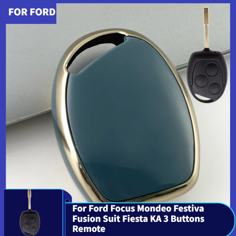 New TPU Car Key FOB Case Cover for Ford Focus Mondeo Festiva Fusion Suit Fiesta KA 3 Buttons Remote Key Case Protector Keychain