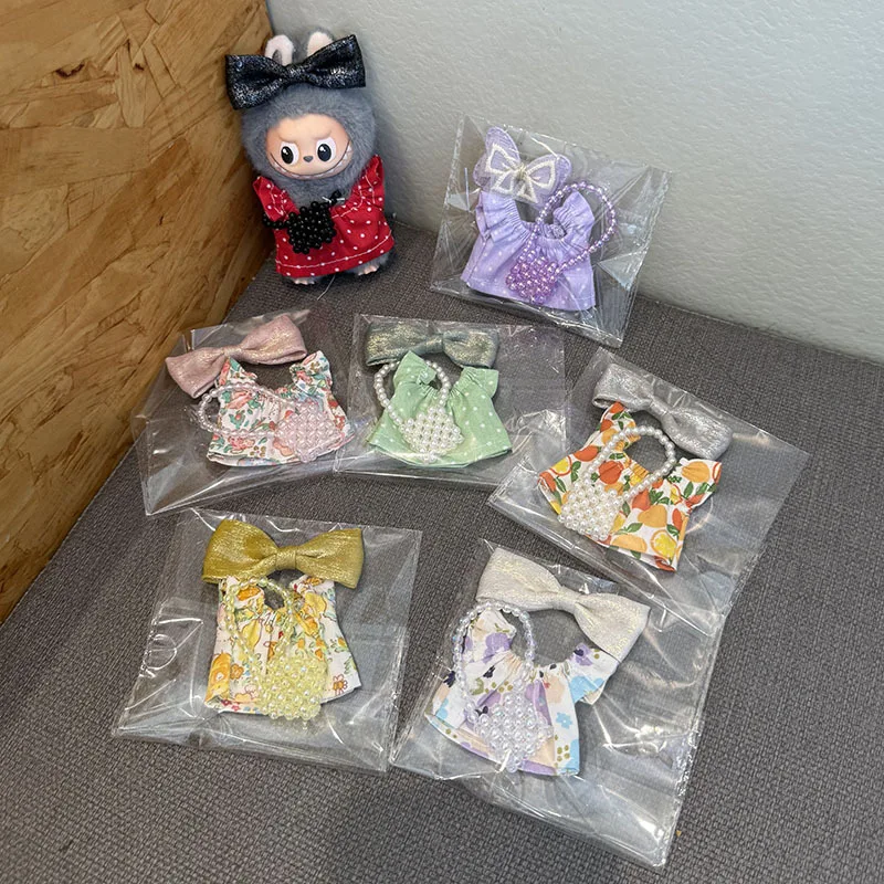 

For Mini Labubu Dress Set For 10cm Labubu V4 The Monsters Pin for Love Series Doll Clothes Outfit Accessories Ropa Labubu